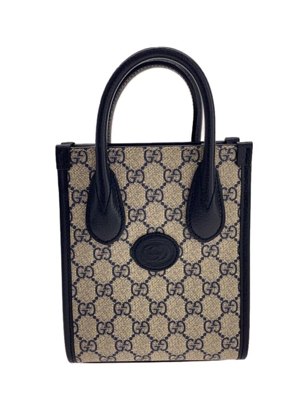 Gucci Tote Bag Shoulder Interlocking GG Supreme Navy Blue